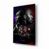 Bryant vs Jordan Glass Wall Art || Designer Collection.